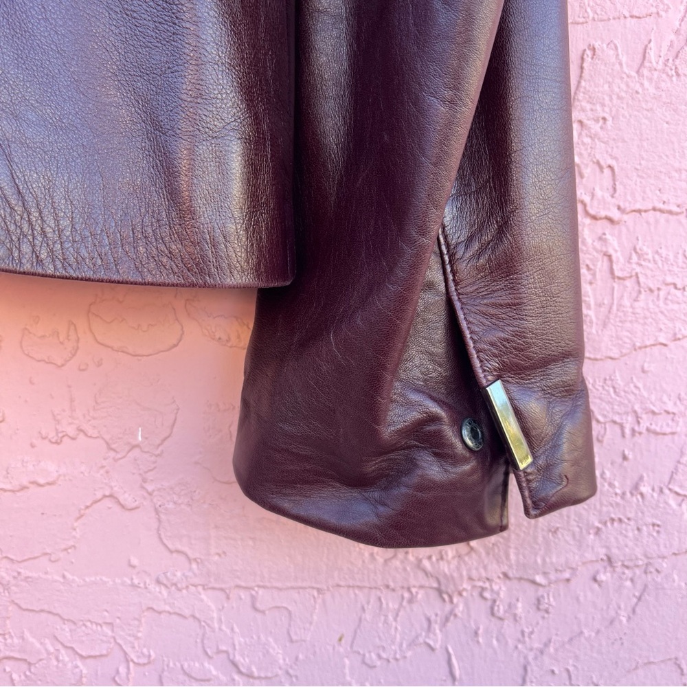 Danier Leather Coat Jacket Burgundy Deep Red Size… - image 6